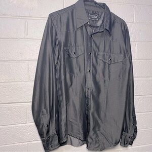 Cowboy Hardware Western Shiny Mens Short Pearl Snap Button Down Longsleeve Shirt